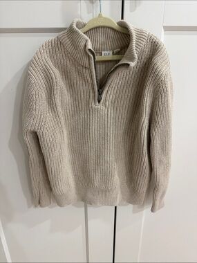 GAP Kids Cream Half-Zip Rib-Knit Sweater